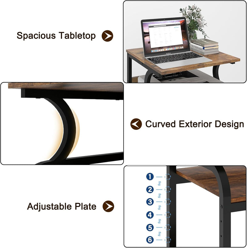 3-Tier Movable Printer Stand Table with Storage