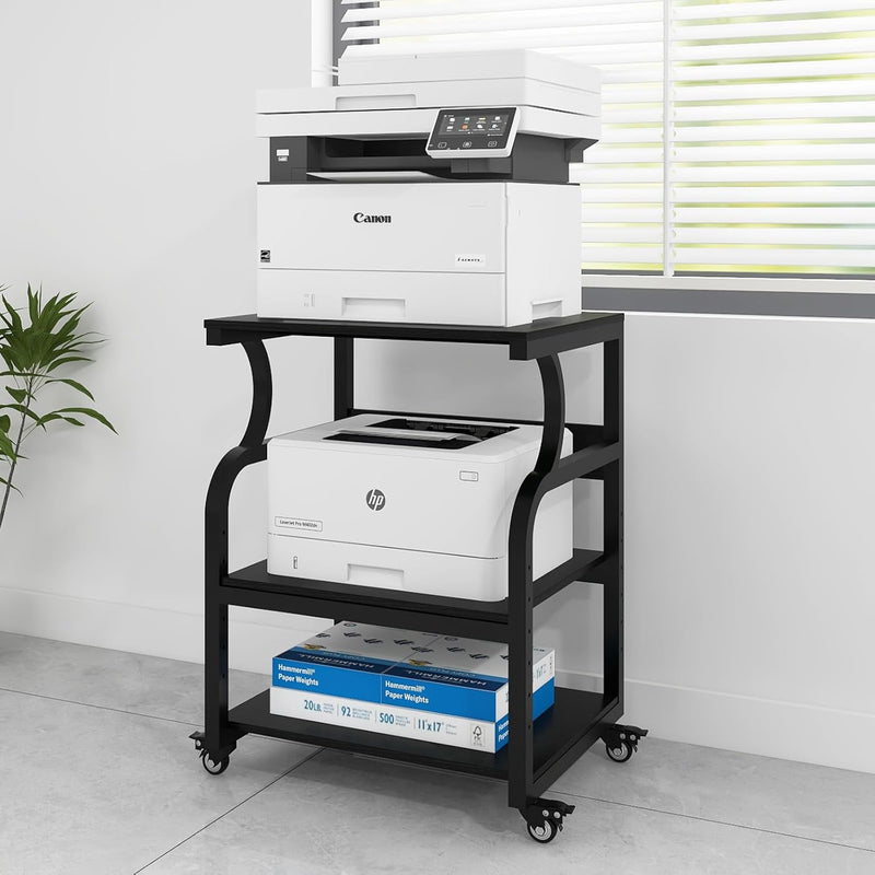 3-Tier Movable Printer Stand Table with Storage