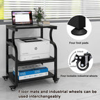 3-Tier Movable Printer Stand Table with Storage Large
