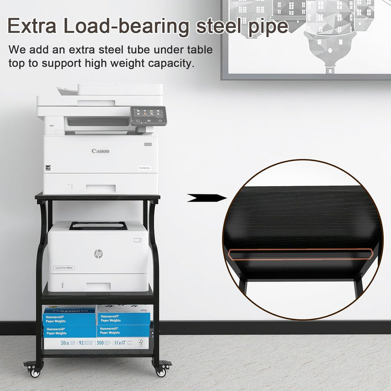 3-Tier Movable Printer Stand Table with Storage