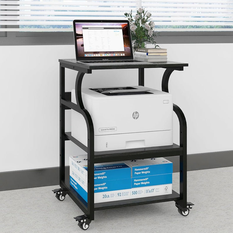 3-Tier Movable Printer Stand Table with Storage