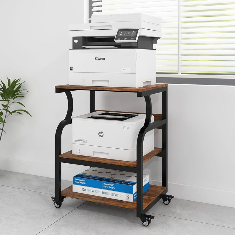 3-Tier Movable Printer Stand Table with Storage