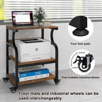 3-Tier Movable Printer Stand Table with Storage Large