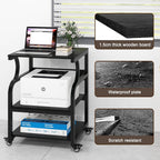 3-Tier Movable Printer Stand Table with Storage Large