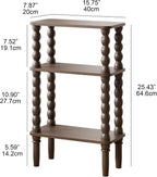 3-Tier Narrow Side Table Small End Oak