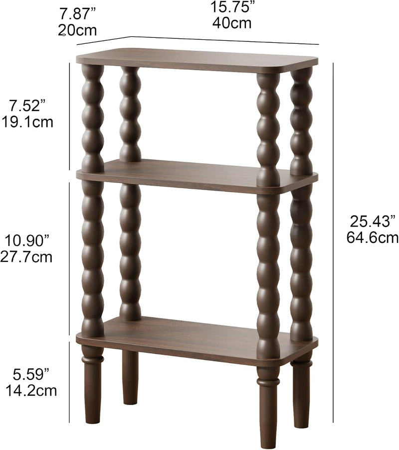 3-Tier Narrow Side Table Small End Oak