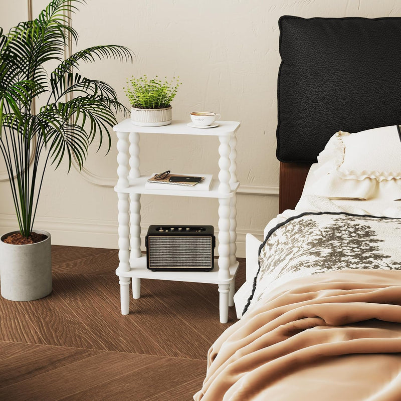 3-Tier Narrow Side Table Small End Oak