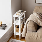 3-Tier Narrow Side Table Small End Oak