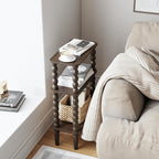 3-Tier Narrow Side Table Small End Oak
