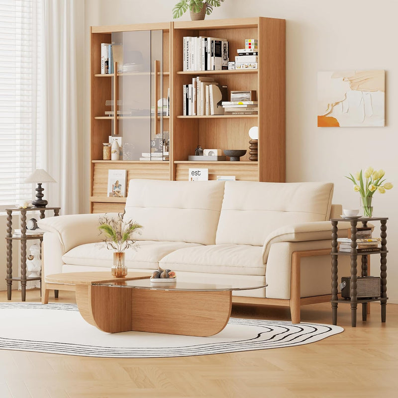 3-Tier Narrow Side Table Small End Oak
