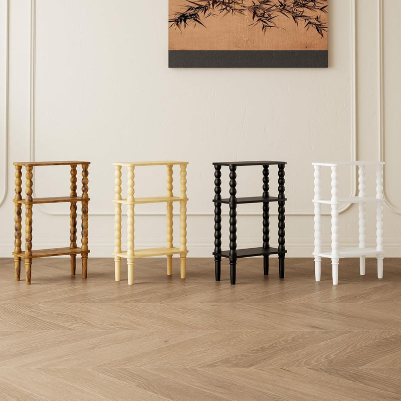 3-Tier Narrow Side Table Small End Oak