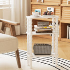 3-Tier Narrow Side Table Small End Oak