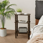 3-Tier Narrow Side Table Small End Oak
