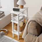 3-Tier Narrow Side Table Small End Oak