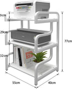 3-Tier Printer Stand with Storage Movable Table on