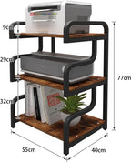 3-Tier Printer Stand with Storage Movable Table on