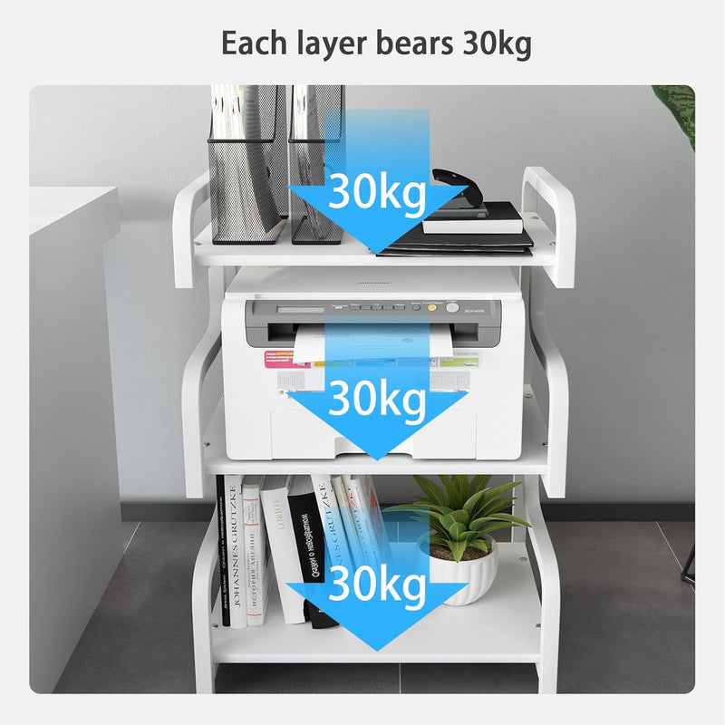 3-Tier Printer Stand with Storage Movable Table on