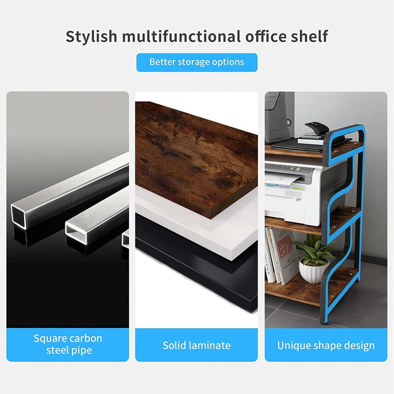 3-Tier Printer Stand with Storage Movable Table on