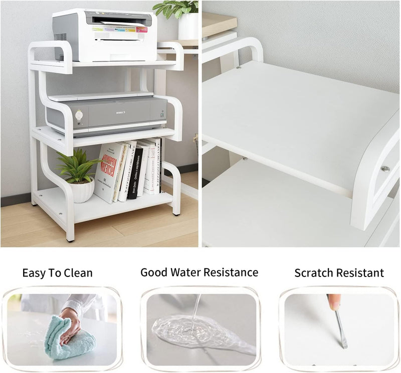 3-Tier Printer Stand with Storage Movable Table on