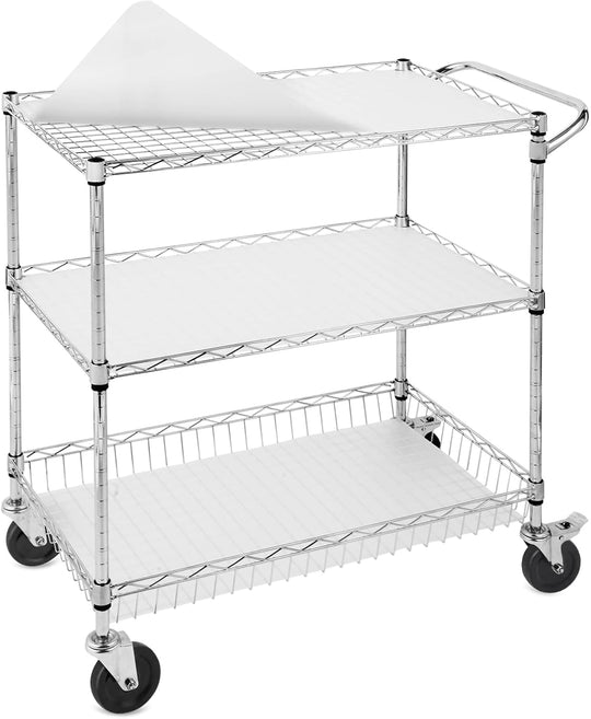 3-Tier Rolling Cart Utility Metal Wire D75 X