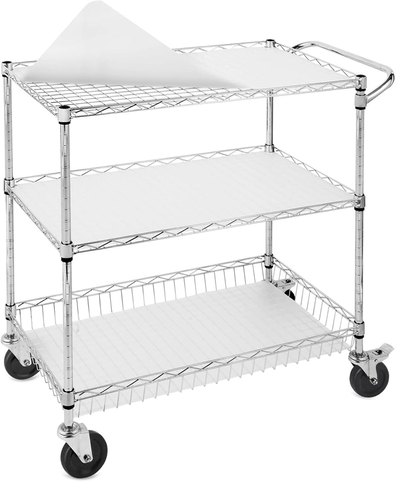 3-Tier Rolling Cart Utility Metal Wire D75 X