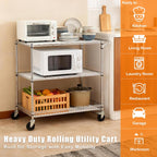 3-Tier Rolling Cart Utility Metal Wire D75 X