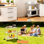 3-Tier Rolling Cart Utility Metal Wire D75 X