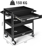 3-Tier Rolling Tool Cart Heavy-Duty Steel Service