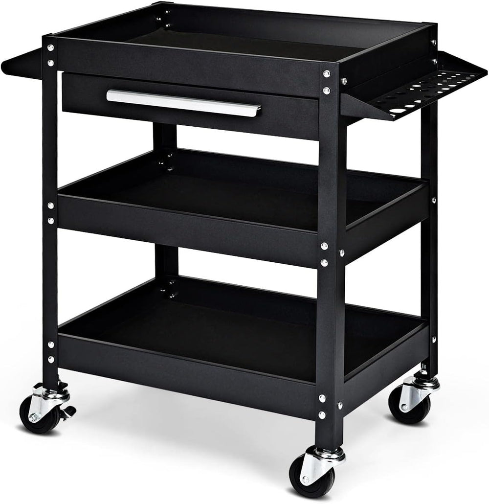 3-Tier Rolling Tool Cart Heavy-Duty Steel Service