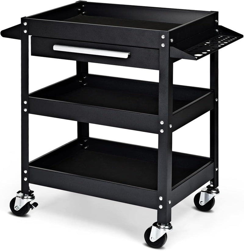 3-Tier Rolling Tool Cart Heavy-Duty Steel Service