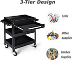 3-Tier Rolling Tool Cart Heavy-Duty Steel Service