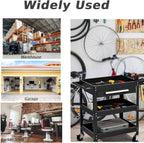 3-Tier Rolling Tool Cart Heavy-Duty Steel Service