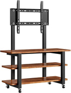 3-Tier Rolling TV Stand with Storage Shelves