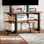 3-Tier Rolling TV Stand with Storage Shelves