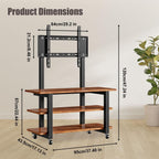 3-Tier Rolling TV Stand with Storage Shelves