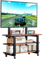 3-Tier Rolling TV Stand with Storage Shelves
