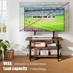 3-Tier Rolling TV Stand with Storage Shelves