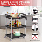 3-Tier Service Carts Folding Rolling Utility Cart