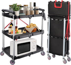 3-Tier Service Carts Folding Rolling Utility Cart