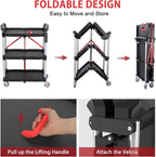 3-Tier Service Carts Folding Rolling Utility Cart