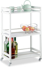 3-Tier Serving Cart Bamboo Kitchen Trolley Tea Station
