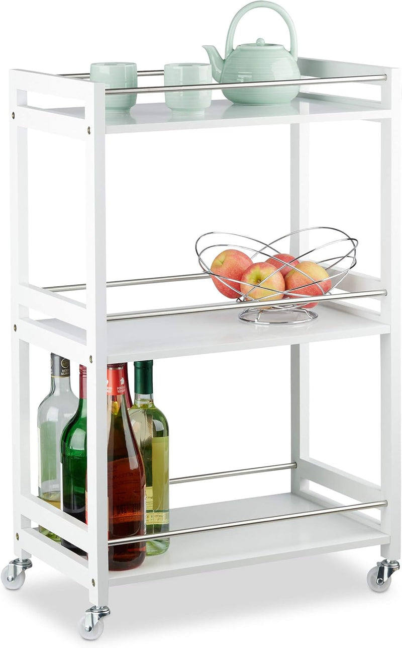 3-Tier Serving Cart Bamboo Kitchen Trolley Tea Station