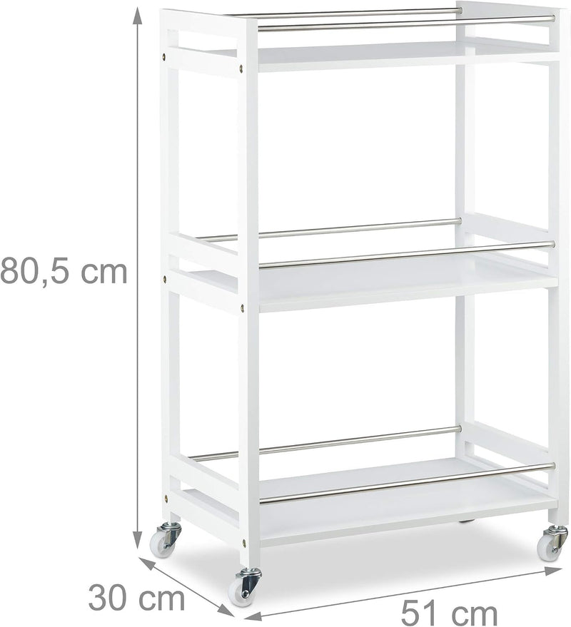 3-Tier Serving Cart Bamboo Kitchen Trolley Tea Station