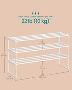 3-Tier Shoe Rack Storage Organiser Metal