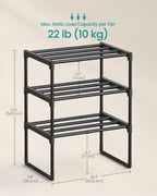 3-Tier Shoe Rack Storage Organiser Metal