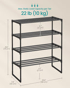 3-Tier Shoe Rack Storage Organiser Metal