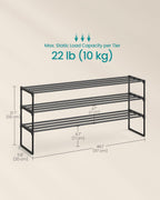 3-Tier Shoe Rack Storage Organiser Metal
