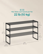 3-Tier Shoe Rack Storage Organiser Metal