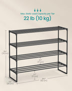 3-Tier Shoe Rack Storage Organiser Metal