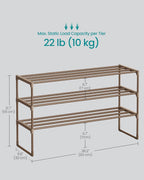 3-Tier Shoe Rack Storage Organiser Metal